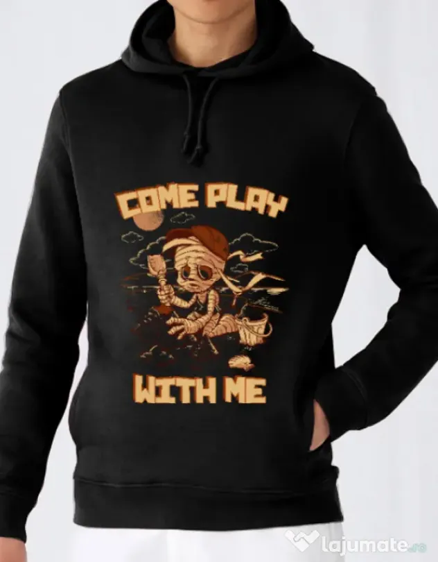 Hoodie barbat cu gluga Come play with me Negru