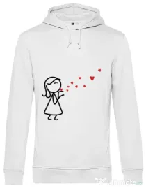 Hoodie barbat cu gluga Catching love 2 Alb