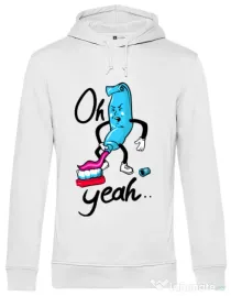 Hoodie barbat cu gluga Oh yeah Alb