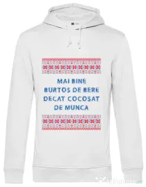 Hoodie barbat cu gluga Burtos de bere Alb