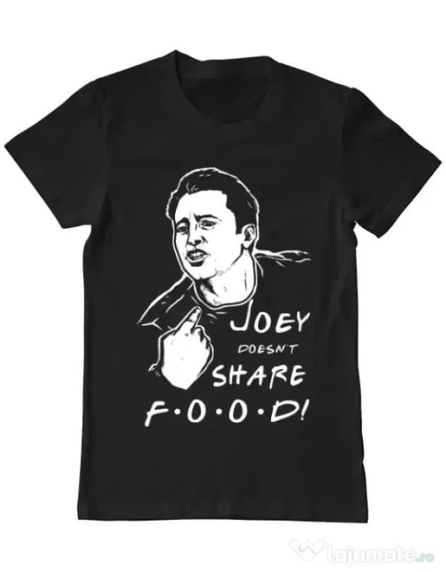 Tricou ADLER barbat Joey doesnt share food Negru