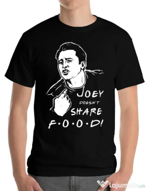 Tricou ADLER barbat Joey doesnt share food Negru