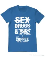 Tricou ADLER barbat Just coffee for me Albastru azuriu