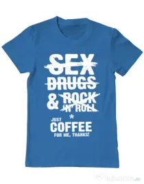 Tricou ADLER barbat Just coffee for me Albastru azuriu