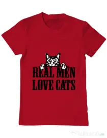 Tricou ADLER barbat Real men love cats Rosu