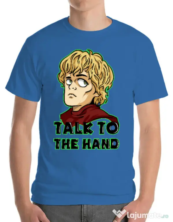 Tricou ADLER barbat Talk to the hand Albastru azuriu