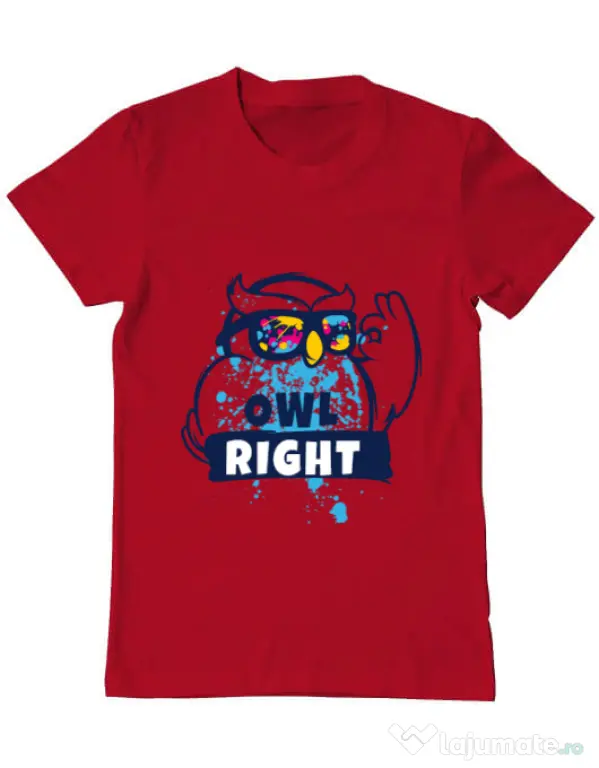 Tricou ADLER barbat Owl right Rosu