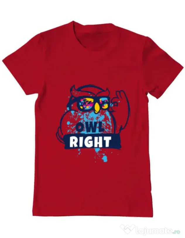 Tricou ADLER barbat Owl right Rosu