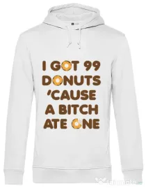 Hoodie barbat cu gluga 99 Donuts Alb