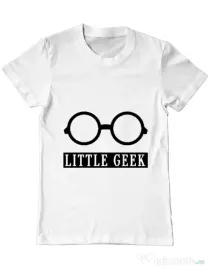 Tricou ADLER barbat Little geek Alb