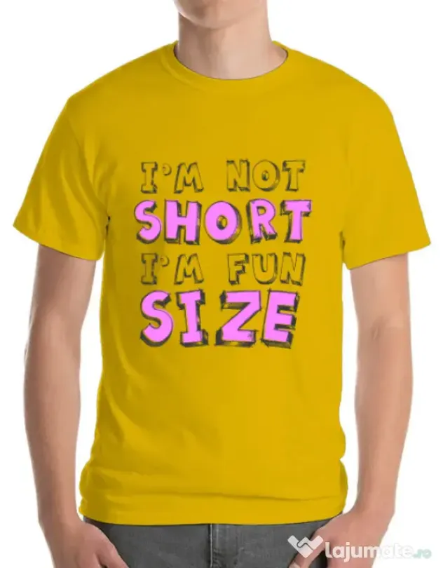 Tricou ADLER barbat I'm not short Galben