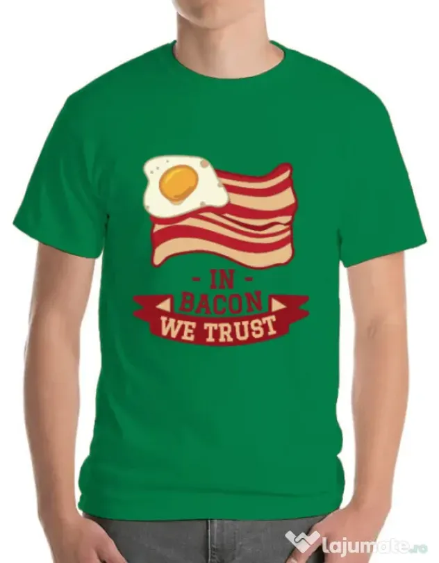 Tricou ADLER barbat In bacon we trust Verde mediu
