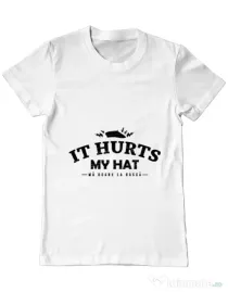 Tricou ADLER barbat It hurts my hat Alb