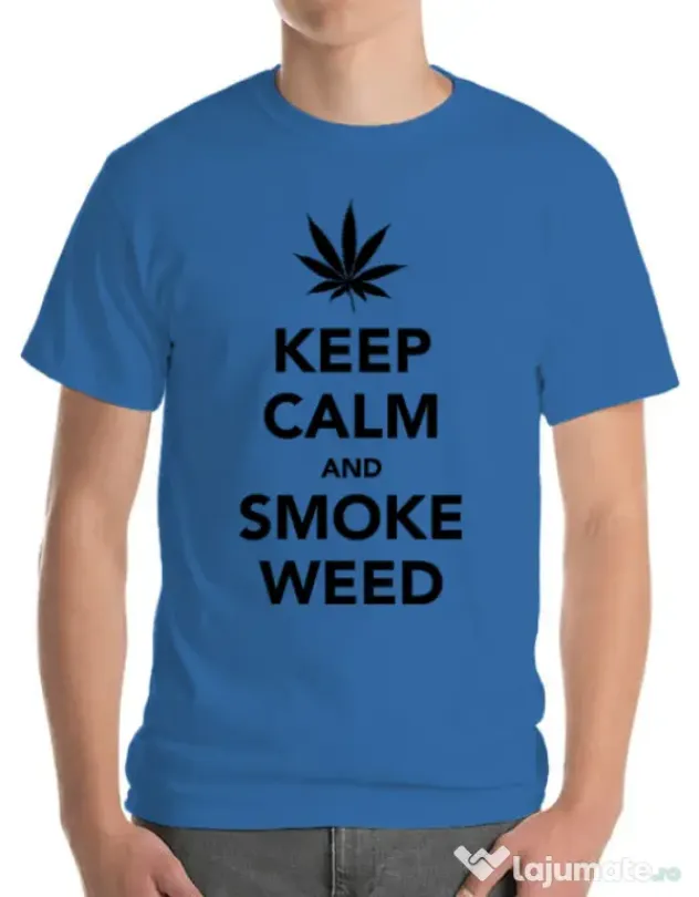 Tricou ADLER barbat Smoke weed Albastru azuriu