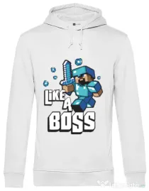 Hoodie barbat cu gluga Like a boss Alb