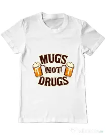 Tricou ADLER barbat Mugs not drugs Alb