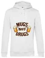 Hoodie barbat cu gluga Mugs not drugs Alb