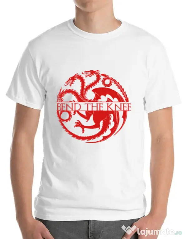 Tricou ADLER barbat Bend the knee Alb