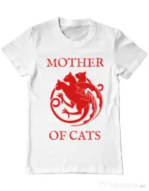Tricou ADLER barbat Mother of cats Alb