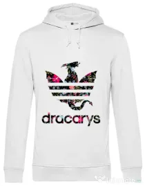 Hoodie barbat cu gluga Flower dracarys Alb