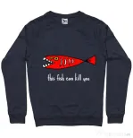 Bluza ADLER barbat This fish can kill you Denim inchis