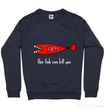 Bluza ADLER barbat This fish can kill you Denim inchis