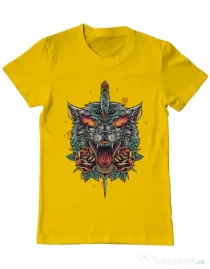 Tricou ADLER barbat Stabbed wolf Galben