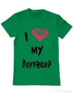 Tricou ADLER barbat I love my boyfriend Verde mediu