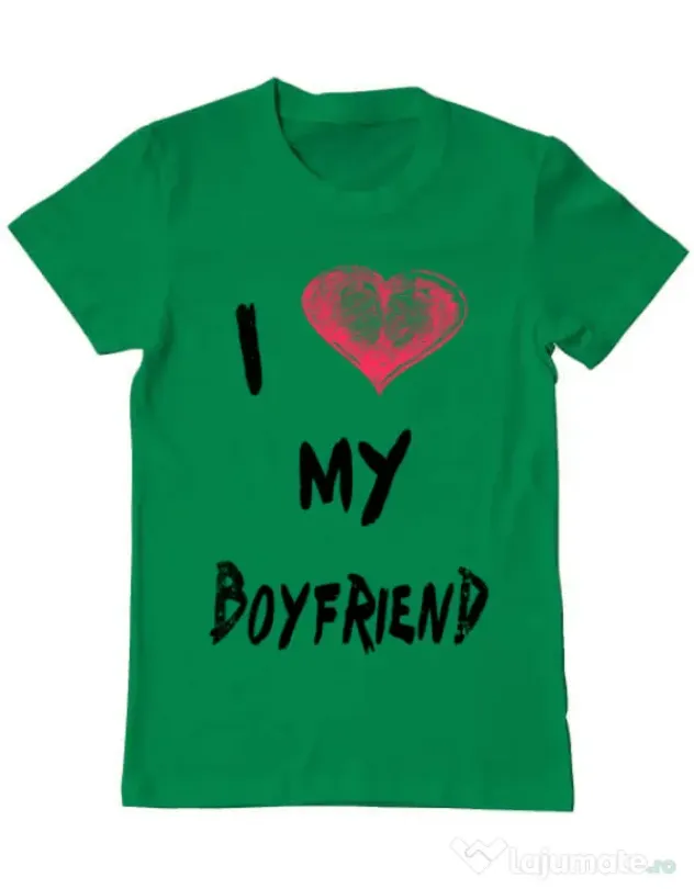 Tricou ADLER barbat I love my boyfriend Verde mediu