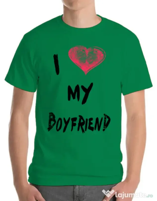 Tricou ADLER barbat I love my boyfriend Verde mediu