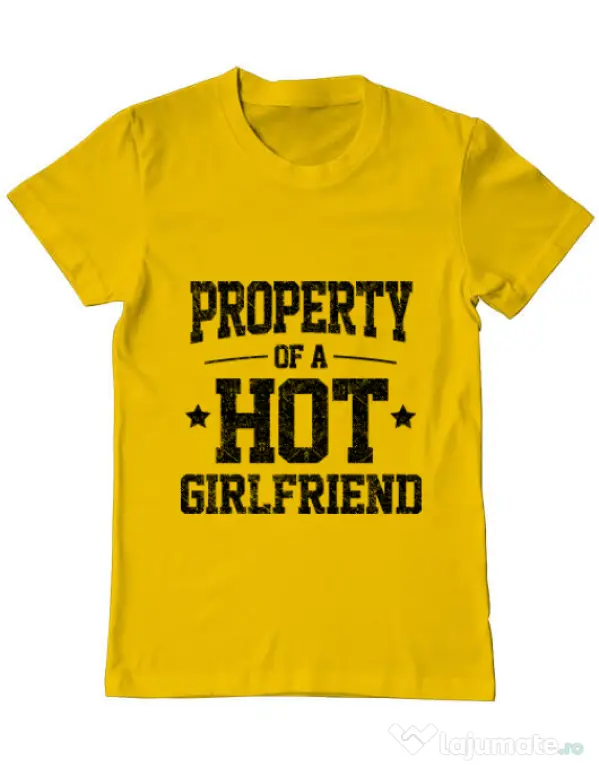 Tricou ADLER barbat Property of a hot girlfriend Galben