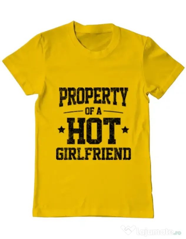 Tricou ADLER barbat Property of a hot girlfriend Galben