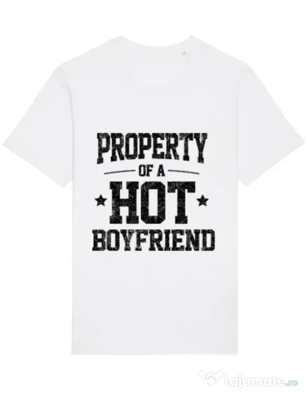 Tricou STANLEY STELLA barbat Property of a hot boyfriend Alb