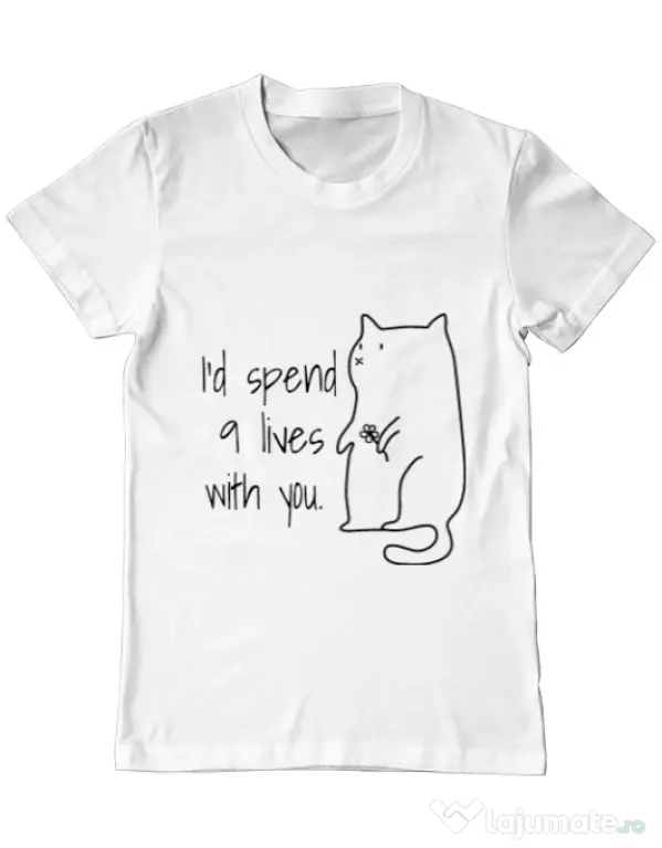 Tricou ADLER barbat Nine lives Alb