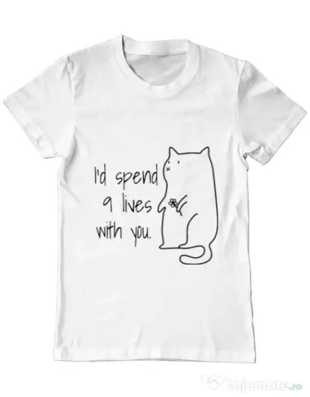 Tricou ADLER barbat Nine lives Alb