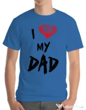 Tricou ADLER barbat I love my dad Albastru azuriu 