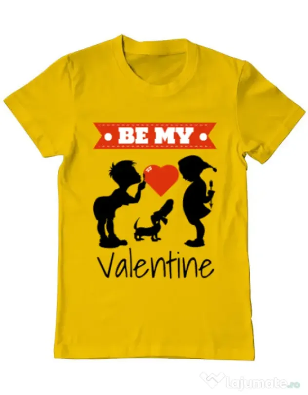 Tricou ADLER barbat Be my valentine Galben