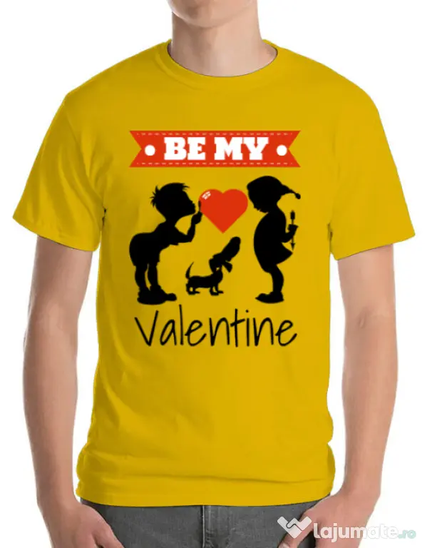 Tricou ADLER barbat Be my valentine Galben