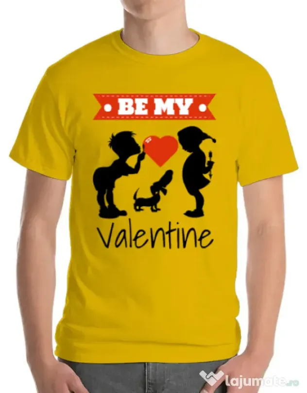 Tricou ADLER barbat Be my valentine Galben