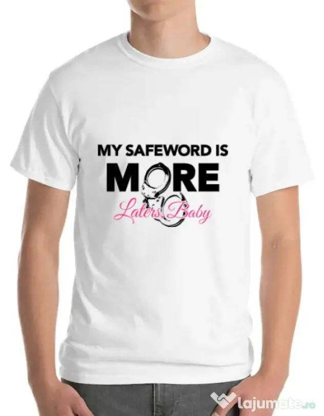 Tricou ADLER barbat My safeword is more Alb