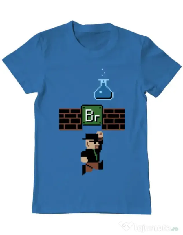 Tricou ADLER barbat Breaking Mario Albastru azuriu