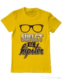 Tricou ADLER barbat Suflet de hipster Galben