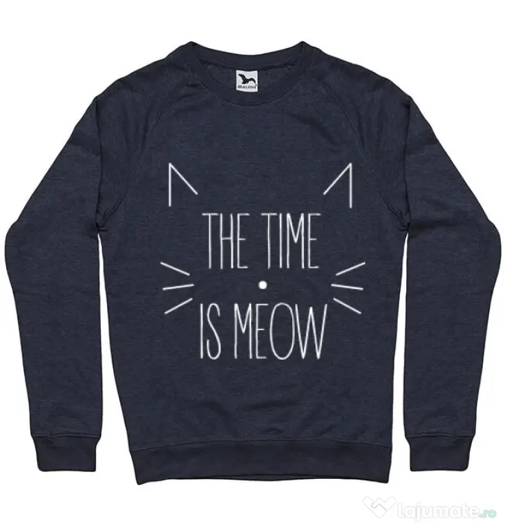 Bluza ADLER barbat The time is meow Denim inchis