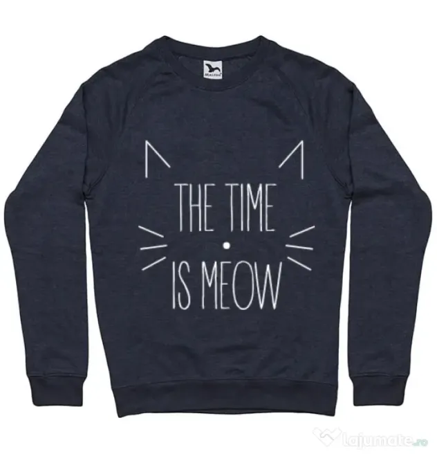 Bluza ADLER barbat The time is meow Denim inchis