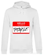 Hoodie barbat cu gluga Trouble Alb