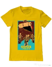 Tricou ADLER barbat Stranger pizza Galben