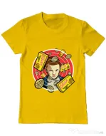 Tricou ADLER barbat Stranger Waffles Galben