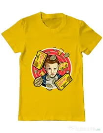 Tricou ADLER barbat Stranger Waffles Galben