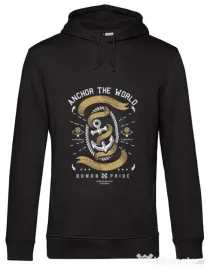 Hoodie barbat cu gluga Anchor The World Negru
