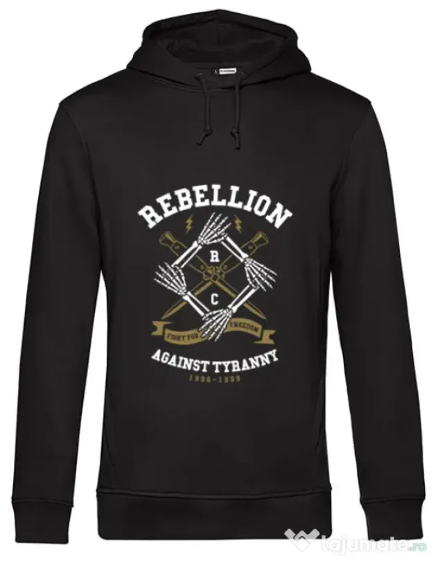 Hoodie barbat cu gluga Rebellion Negru